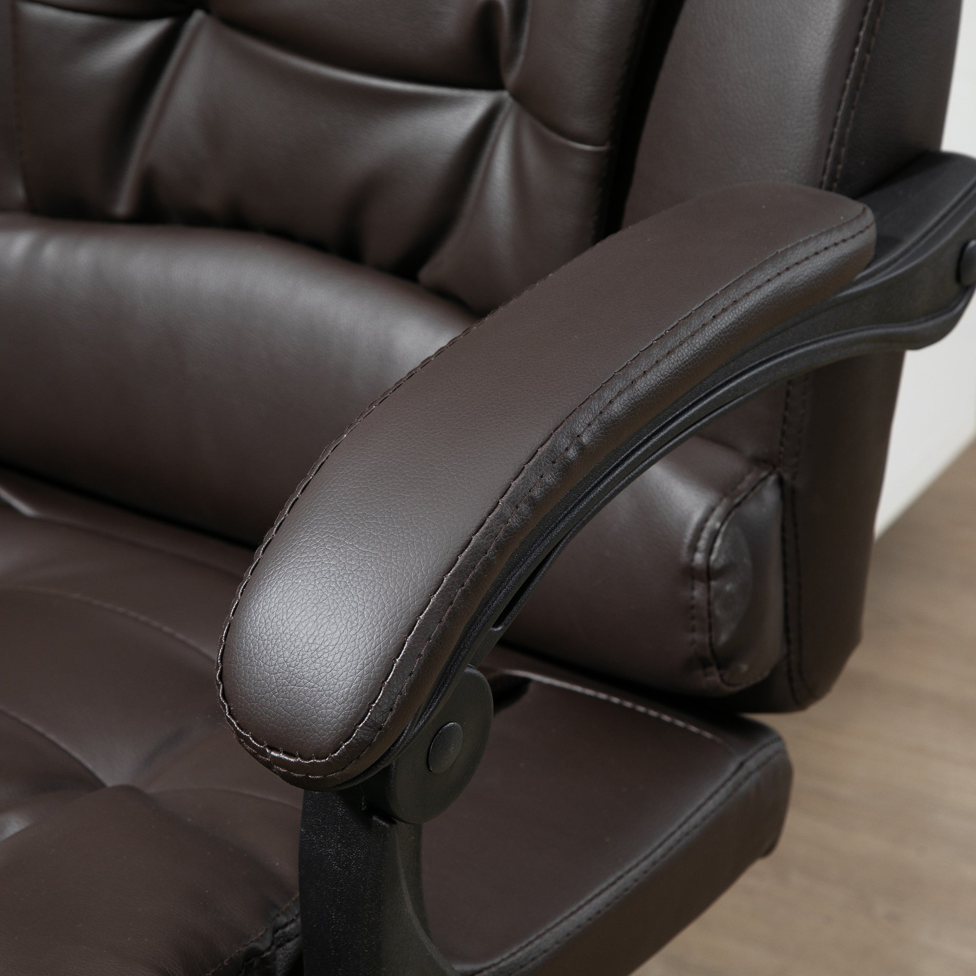 Fauteuil de bureau fauteuil manager grand confort dossier inclinable roulettes PU 64,5 x 69 x 117 cm Café