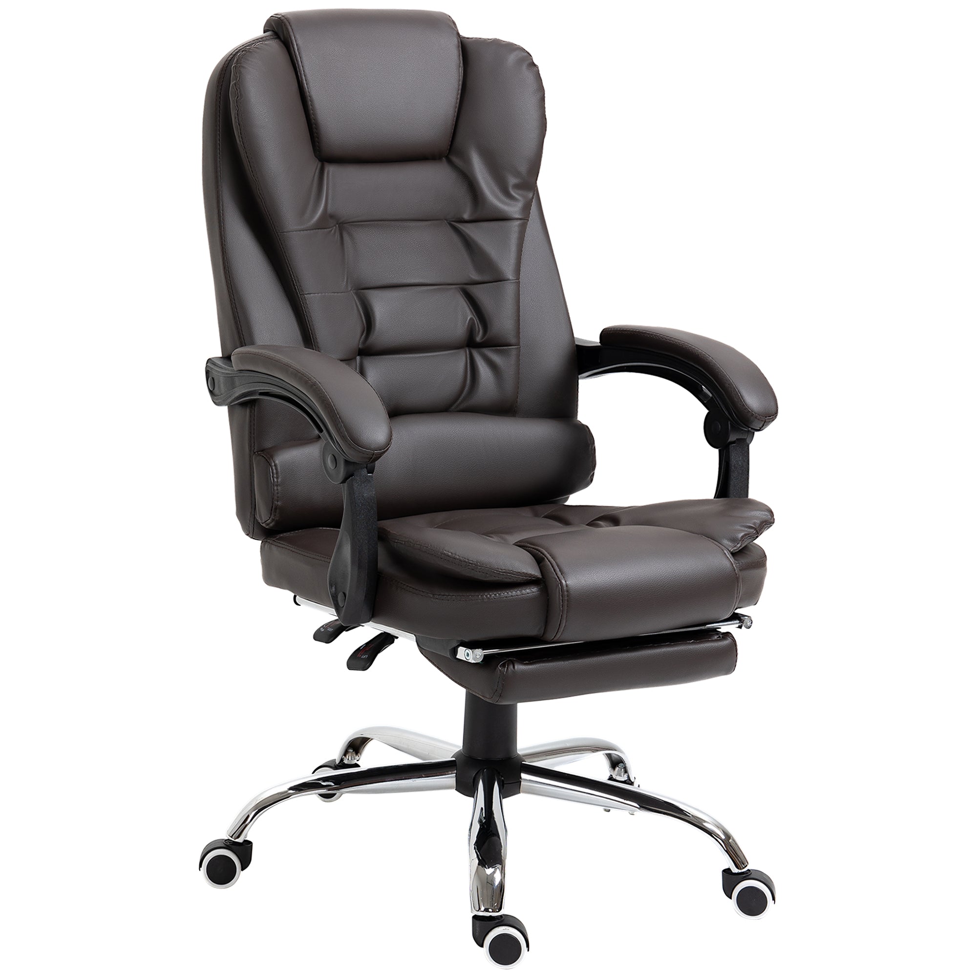 Fauteuil de bureau fauteuil manager grand confort dossier inclinable roulettes PU 64,5 x 69 x 117 cm Café