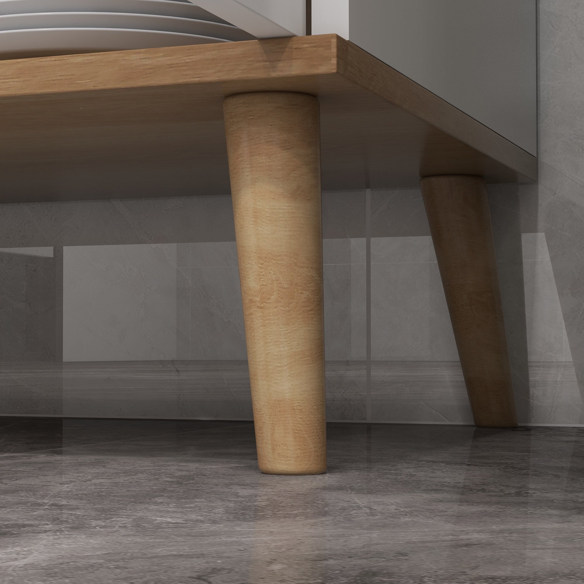 Buffet de cuisine armoire de cuisine 2 placards avec porte étagères réglables niche centrale 2 passe-câbles - 80 x 40 x 178 cm blanc