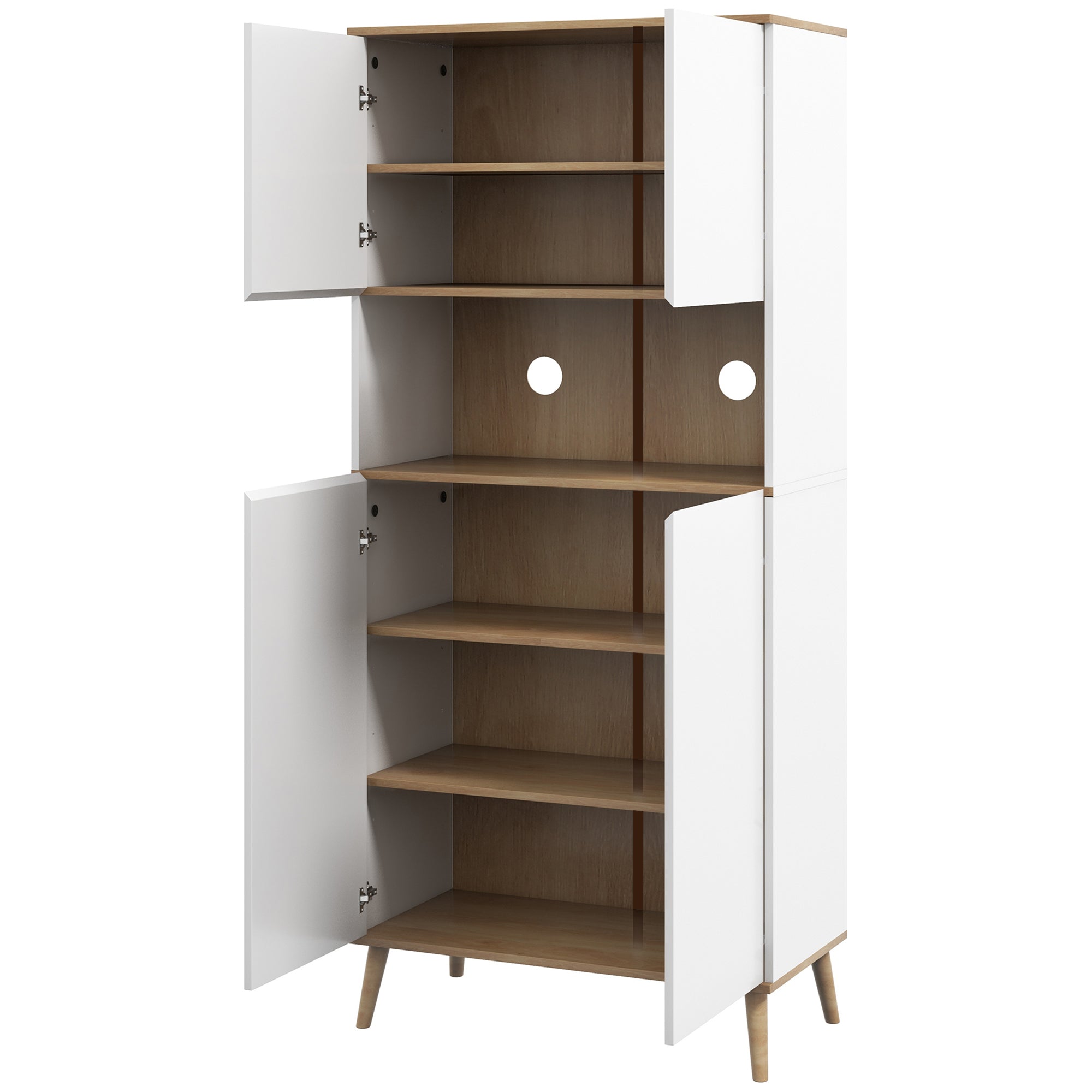 Buffet de cuisine armoire de cuisine 2 placards avec porte étagères réglables niche centrale 2 passe-câbles - 80 x 40 x 178 cm blanc