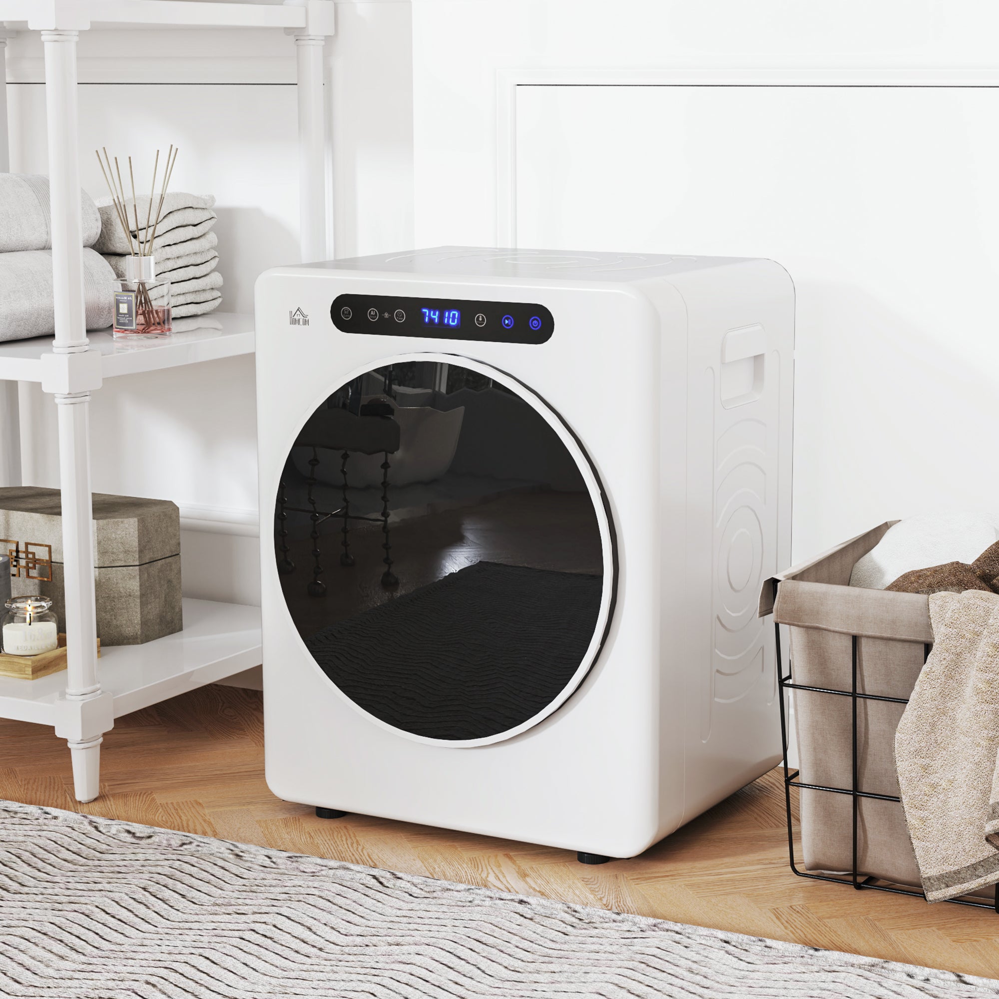 Sèche linge à évacuation compact, sèche-linge électrique 1000 W 3 Kg avec 6 modes de séchage, cuve en acier inoxydable, charge frontale, minuterie, pour appartement, maison, camping-cars, blanc