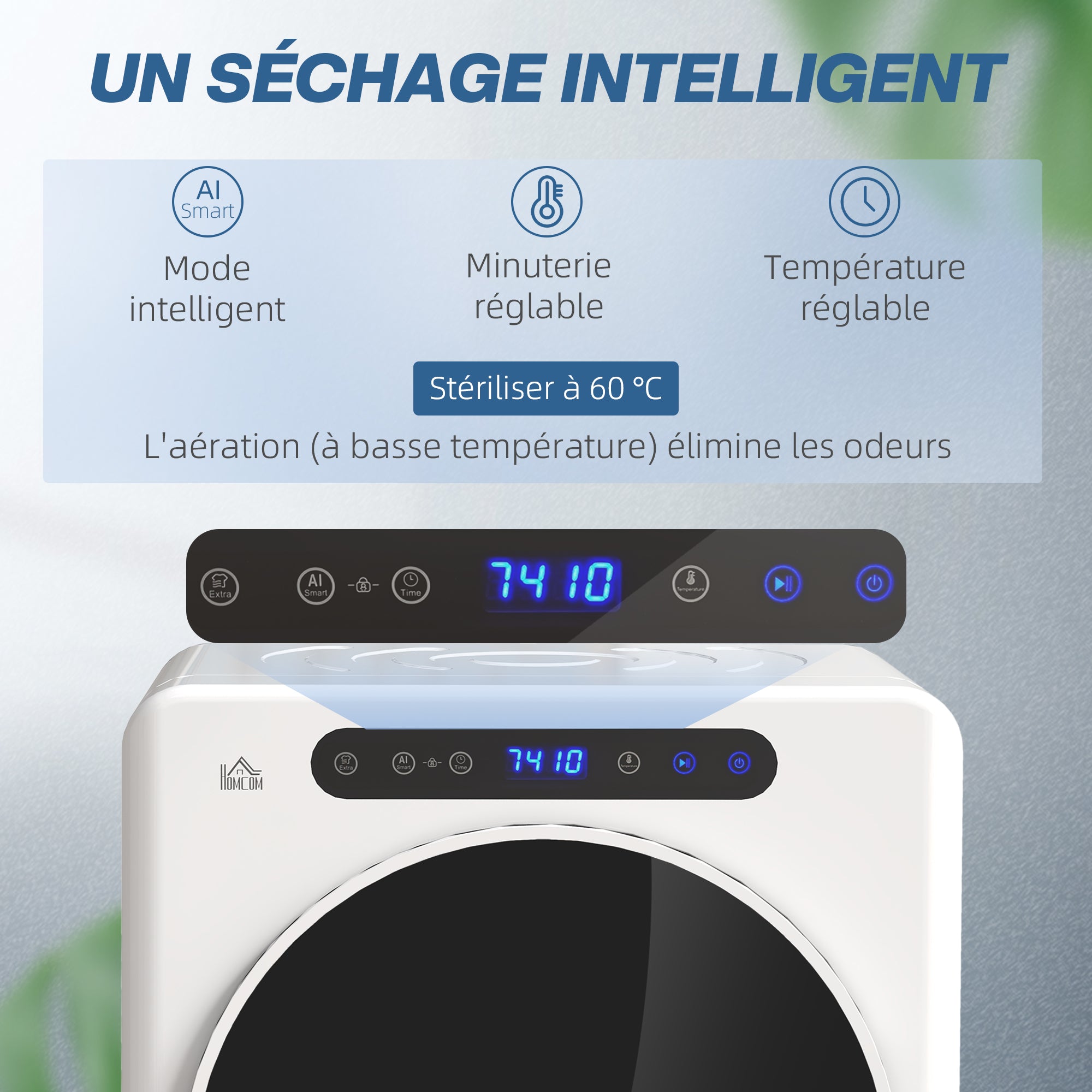 Sèche linge à évacuation compact, sèche-linge électrique 1000 W 3 Kg avec 6 modes de séchage, cuve en acier inoxydable, charge frontale, minuterie, pour appartement, maison, camping-cars, blanc