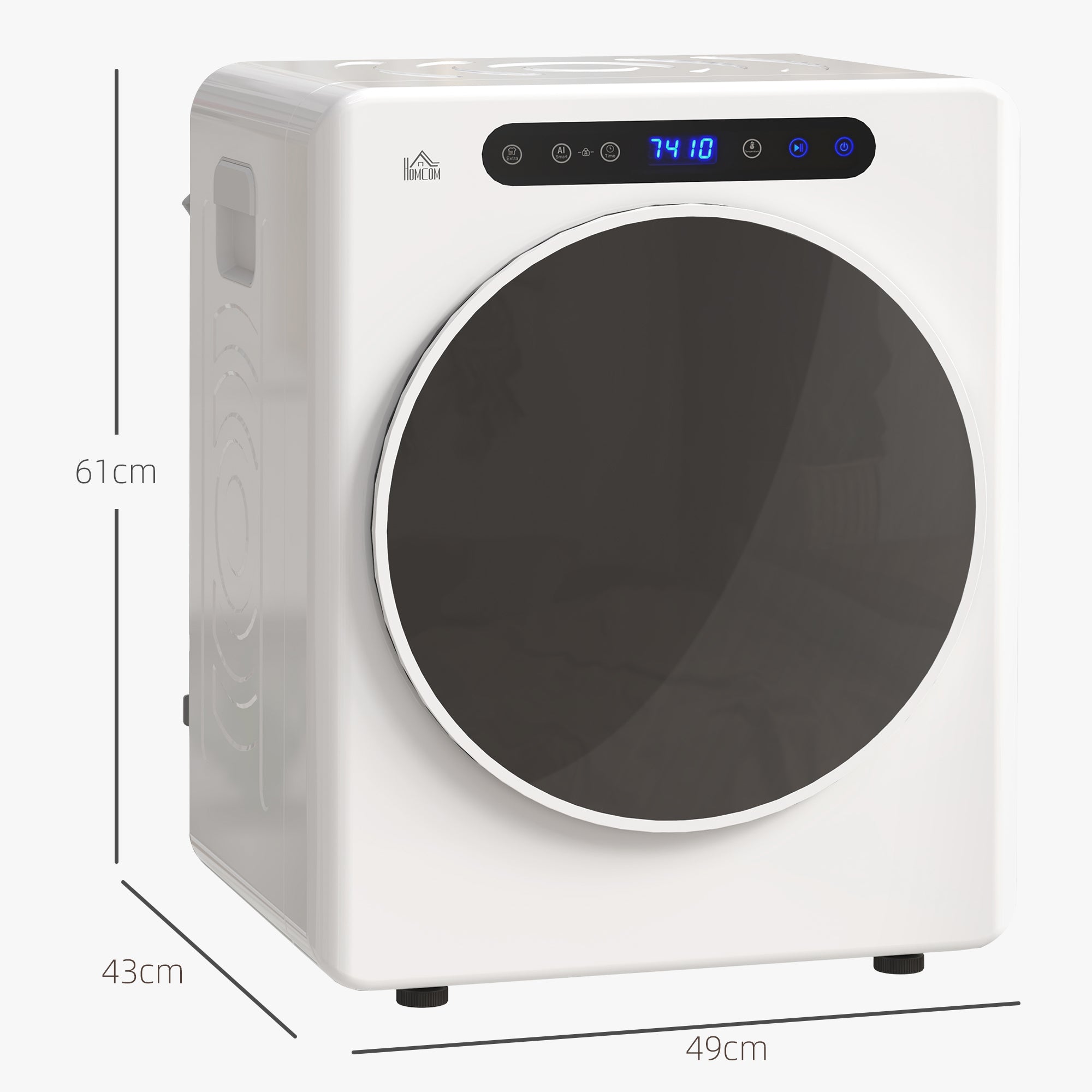 Sèche linge à évacuation compact, sèche-linge électrique 1000 W 3 Kg avec 6 modes de séchage, cuve en acier inoxydable, charge frontale, minuterie, pour appartement, maison, camping-cars, blanc