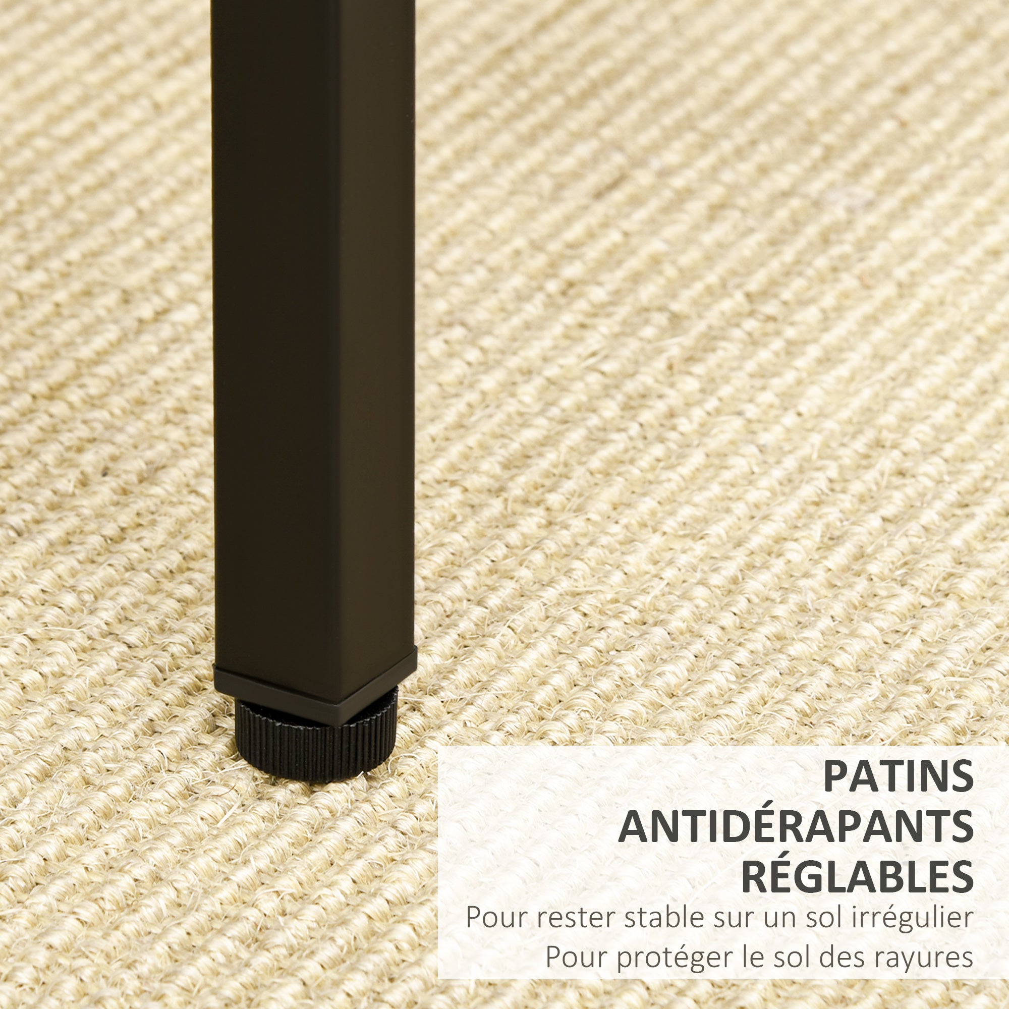 Ensemble Table de Bar Industriel + 4 tabourets Repose-Pieds en Bois couleur Chêne Cadre en métal Noir