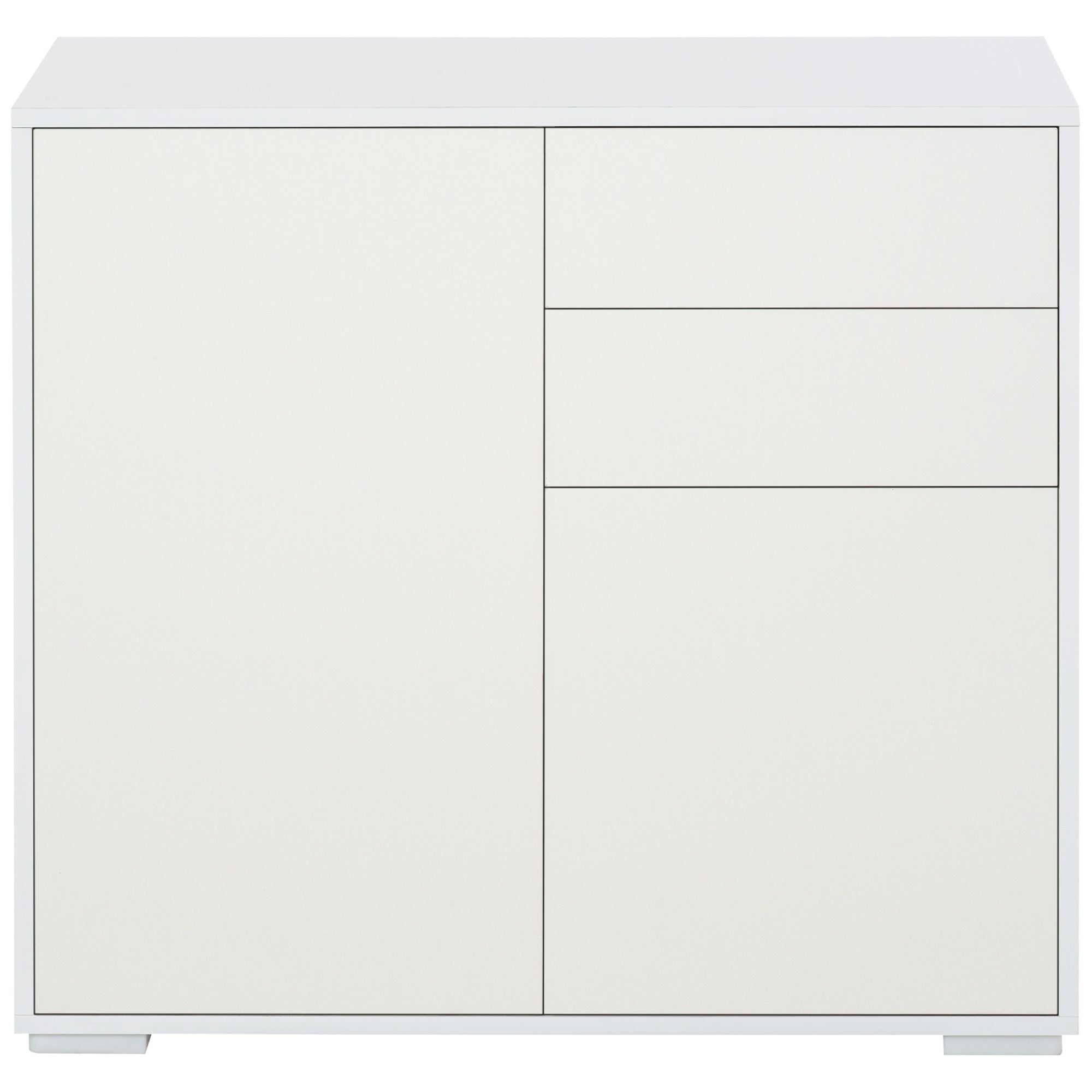 Meuble de rangement buffet commode armoire de rangement avec 2 tiroirs et 2 placards à portes, étagères réglables, pour salon, cuisine, chambre, 79 x 36 x 74 cm blanc