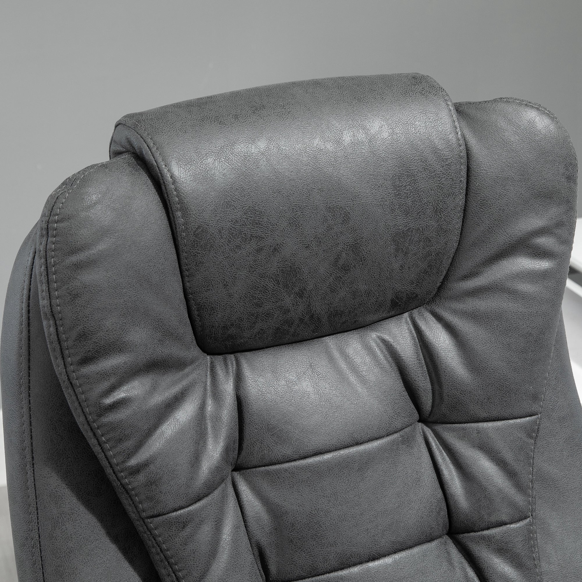Fauteuil de bureau massant et chauffant, chaise de bureau ergonomique hauteur réglable, dossier inclinable, repose-pieds, télécommande filaire, pivotant 360°, tissu en microfibre, gris foncé