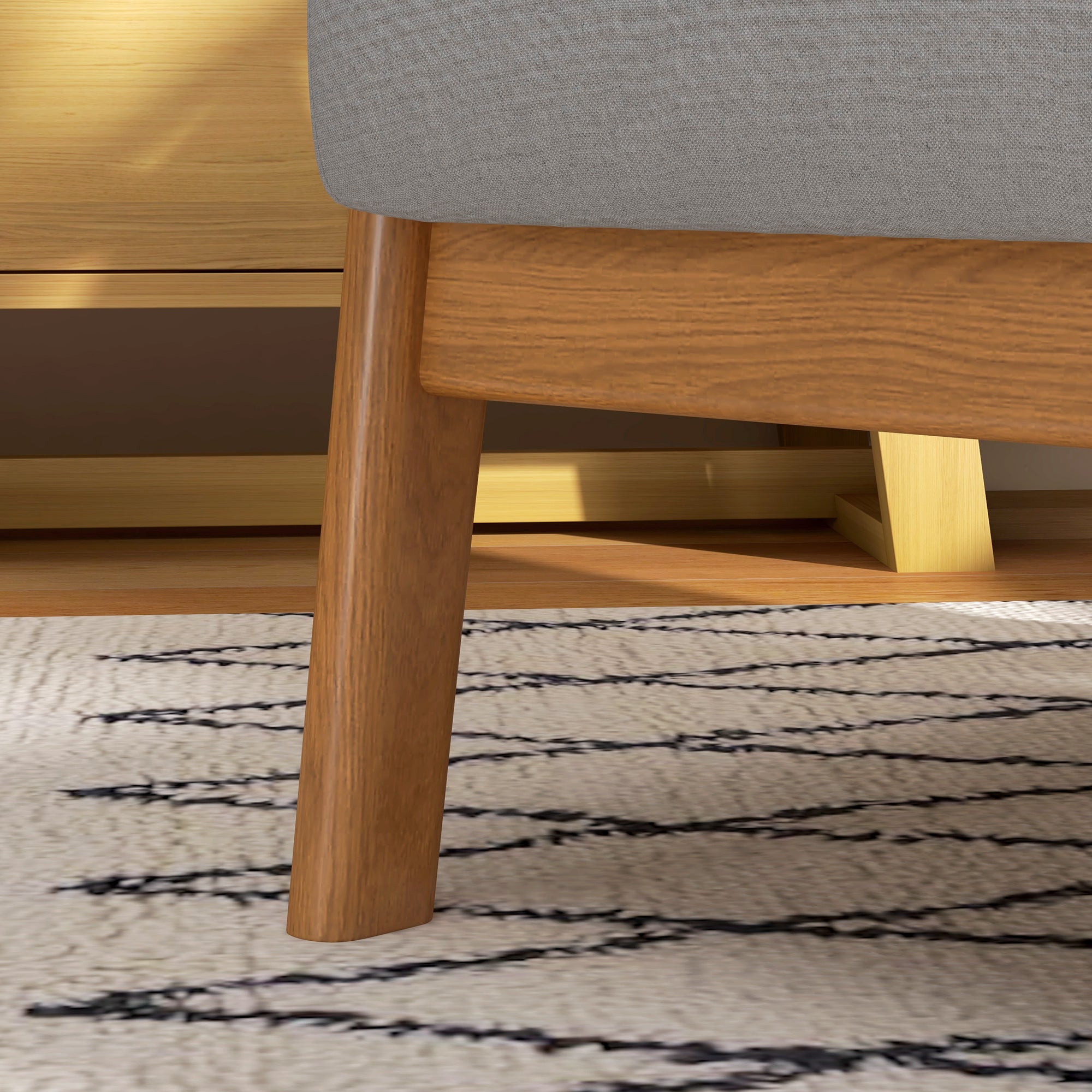 Fauteuil de salon avec cadre en bois massif fauteuil lounge - assise profonde - accoudoirs - aspect velours gris clair