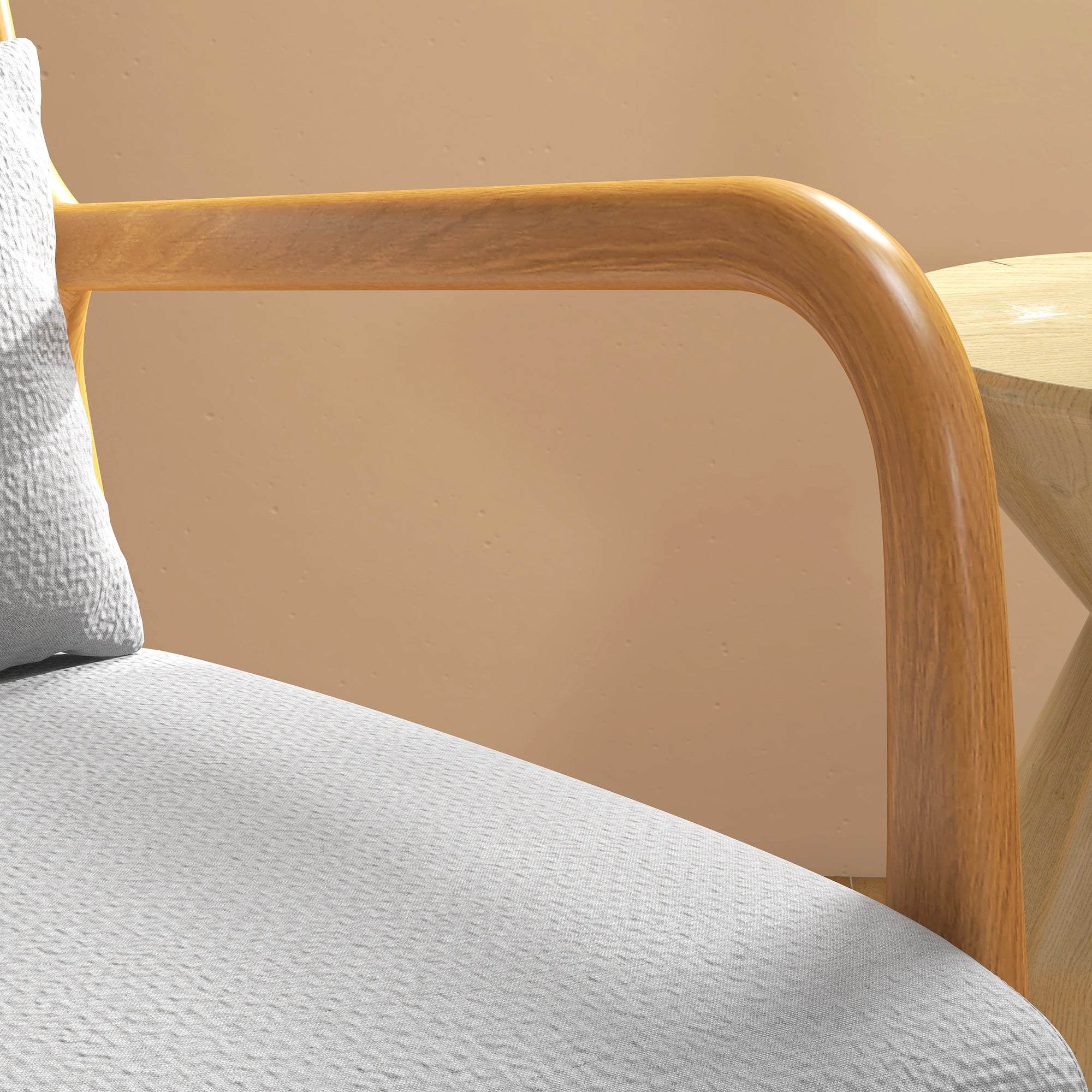 Fauteuil de salon avec cadre en bois massif fauteuil lounge - assise profonde - accoudoirs - aspect velours gris clair