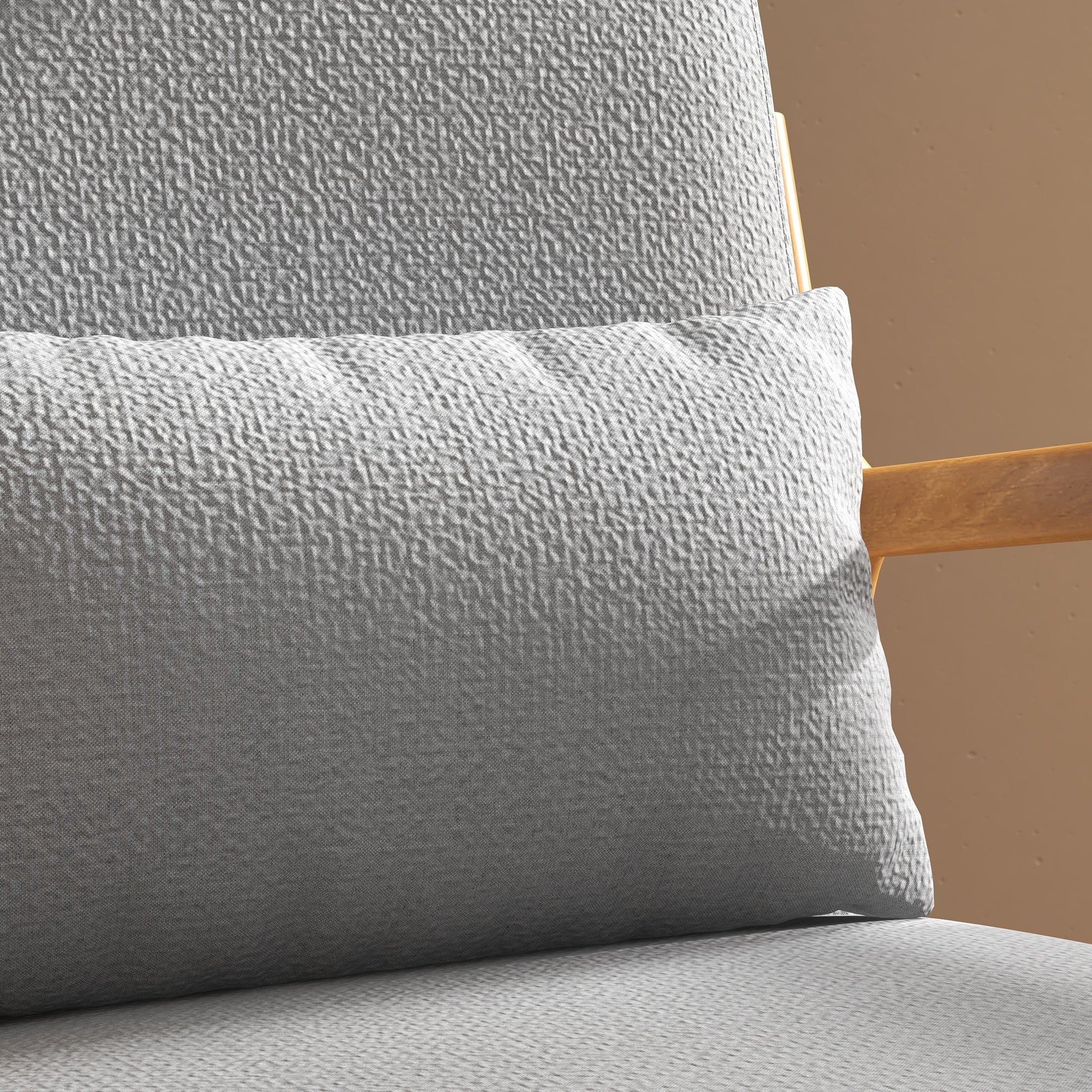 Fauteuil de salon avec cadre en bois massif fauteuil lounge - assise profonde - accoudoirs - aspect velours gris clair