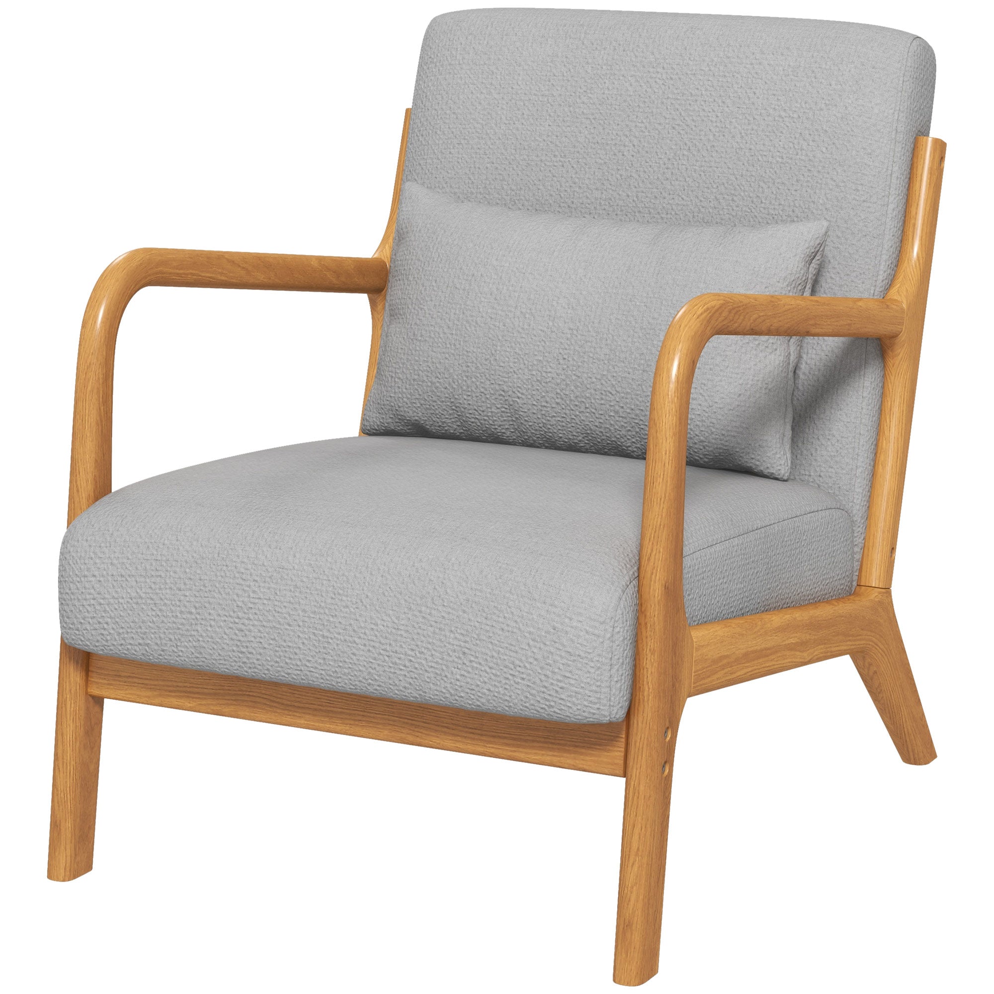 Fauteuil de salon avec cadre en bois massif fauteuil lounge - assise profonde - accoudoirs - aspect velours gris clair