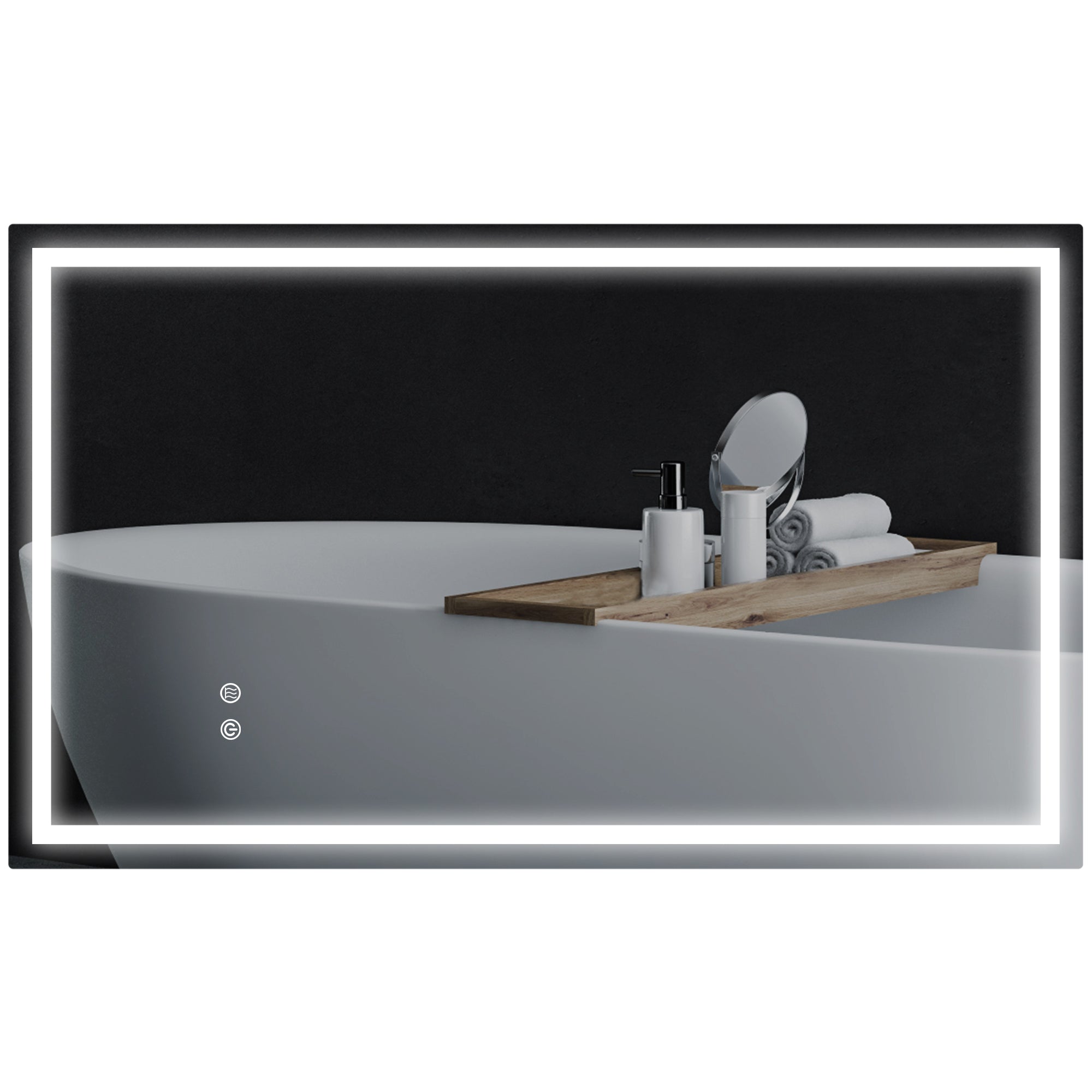 Miroir salle de bain éclairage LED 100 x 60 cm, miroir lumineux salle de bain mural avec interrupteur tactile, lumière réglable 3 couleurs, anti-buée, mémoire, IP44