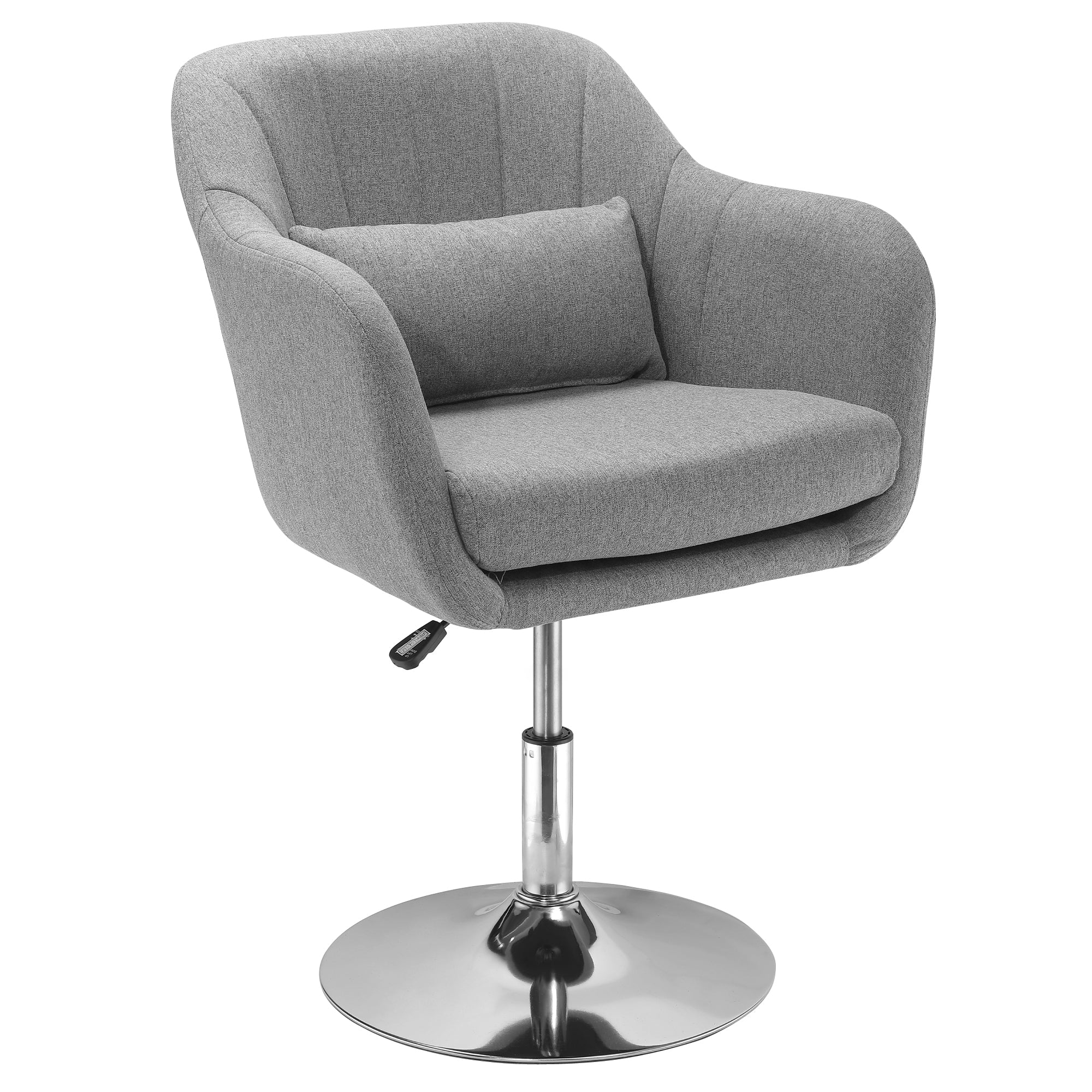 Fauteuil de salon chaise relax fauteuil de chambre grand confort - coussins lombaires hauteur réglable pivotant 360° piètement en métal chromé - gris