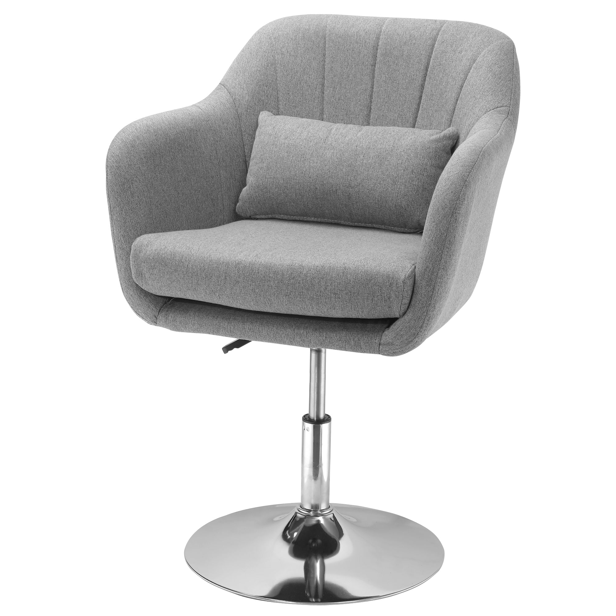 Fauteuil de salon chaise relax fauteuil de chambre grand confort - coussins lombaires hauteur réglable pivotant 360° piètement en métal chromé - gris