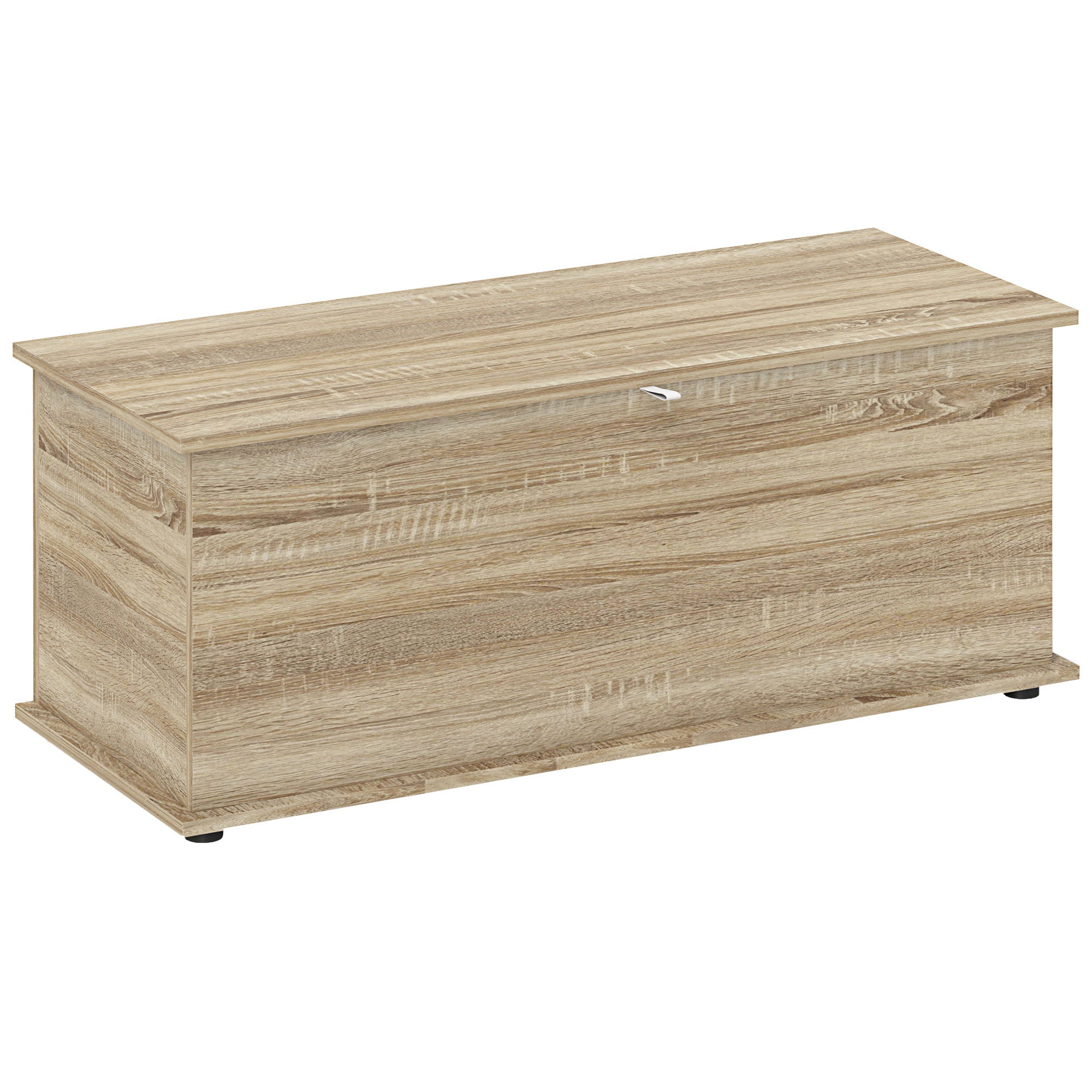 Coffre de rangement, banc de rangement avec couvercle rabattable et charnières de sécurité, banc chaussures, meuble d'entrée, couloir, chambre, salon, 100 x 40 x 40 cm, effet bois naturel