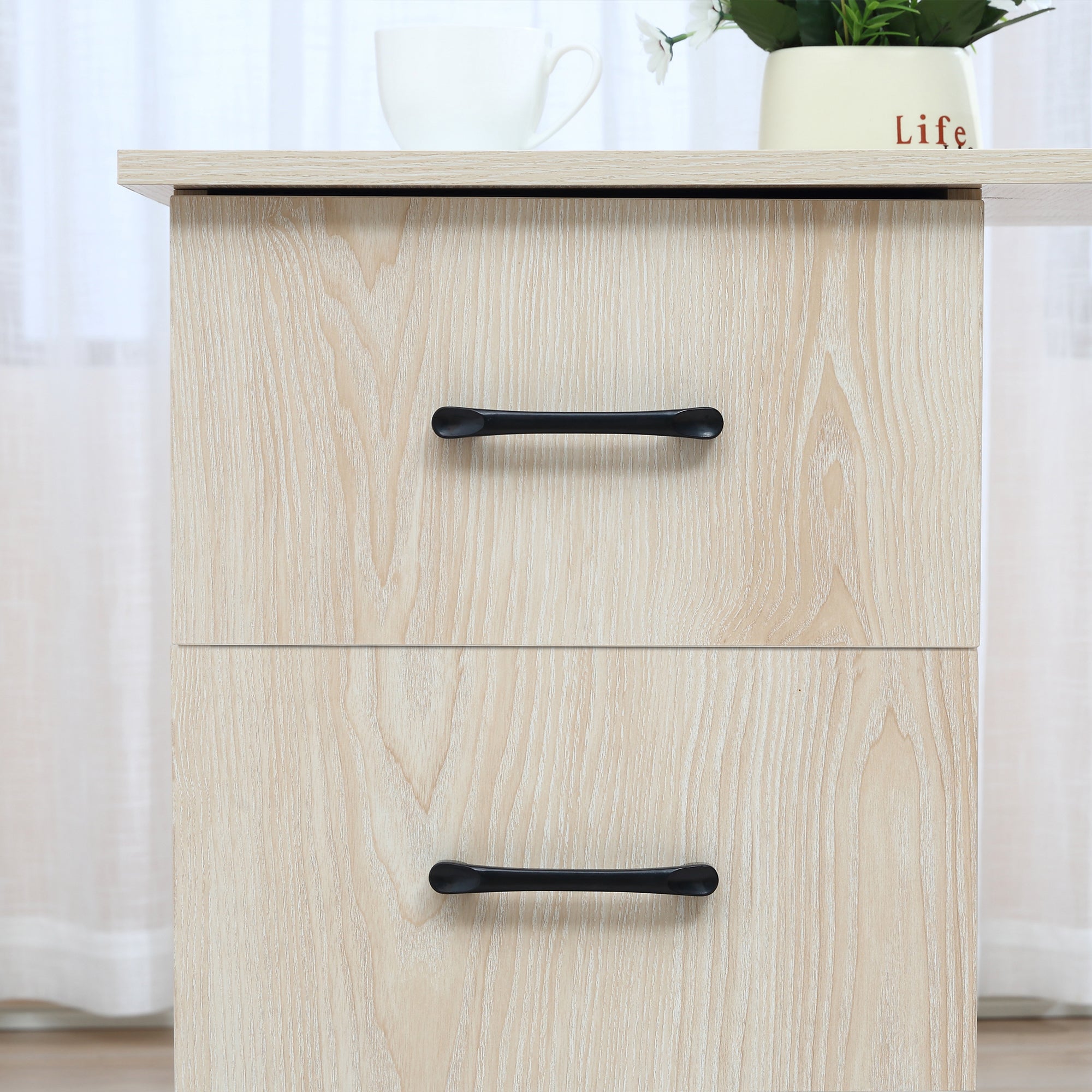 Bureau avec rangement, table informatique 120 x 50 cm, bureau d'ordinateur avec étagères et tiroirs, pour petits espaces, chambre à coucher, bois naturel