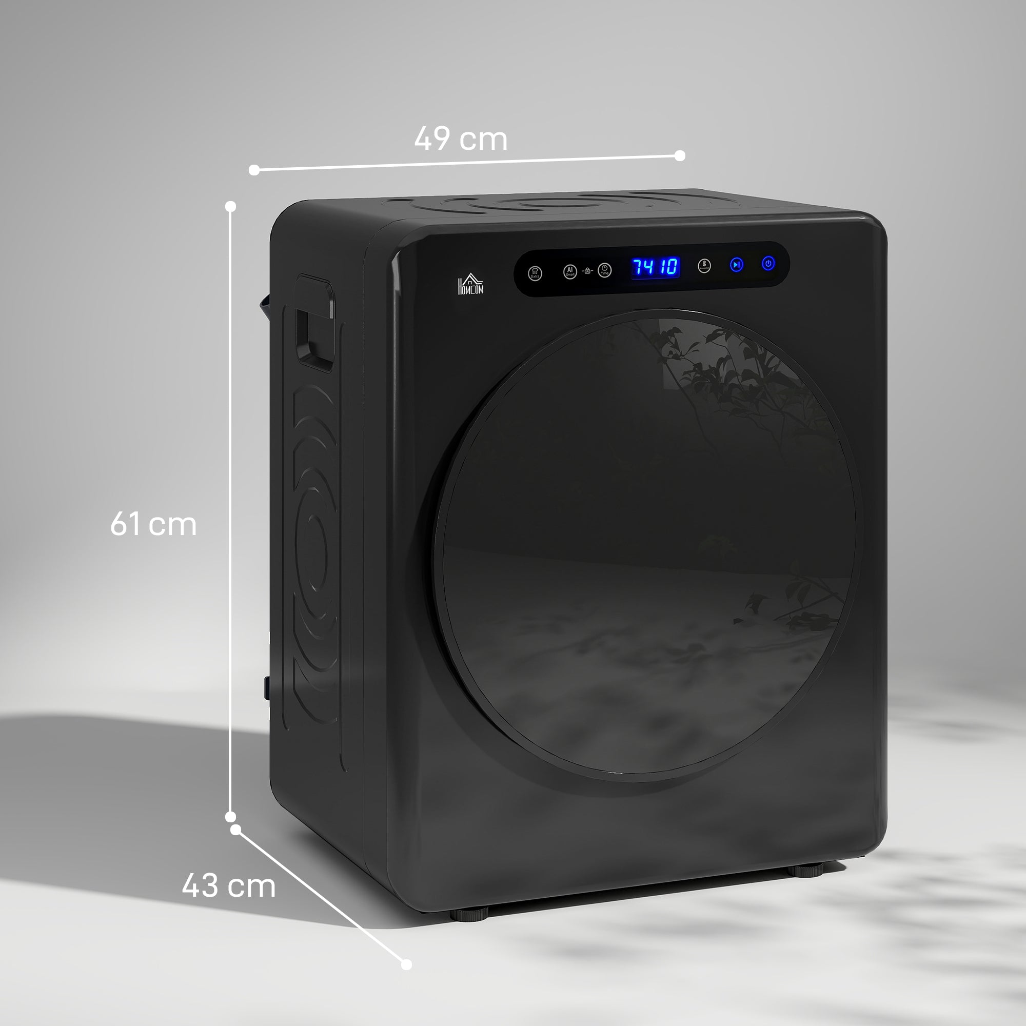 Sèche linge à évacuation compact, sèche-linge électrique 1000 W 3 Kg avec 6 modes de séchage, cuve en acier inoxydable, charge frontale, minuterie, pour appartement, maison, camping-cars, noir