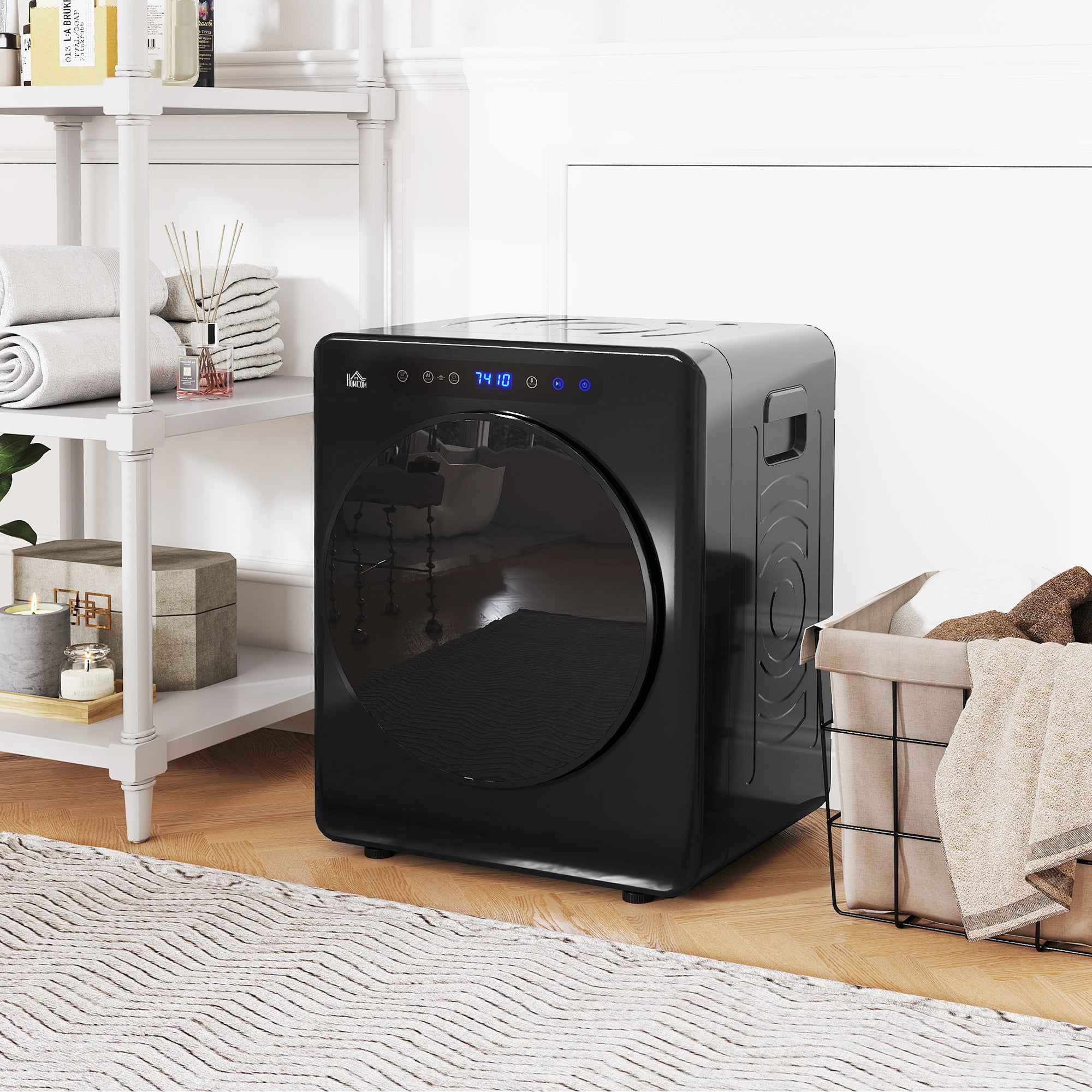 Sèche linge à évacuation compact, sèche-linge électrique 1000 W 3 Kg avec 6 modes de séchage, cuve en acier inoxydable, charge frontale, minuterie, pour appartement, maison, camping-cars, noir