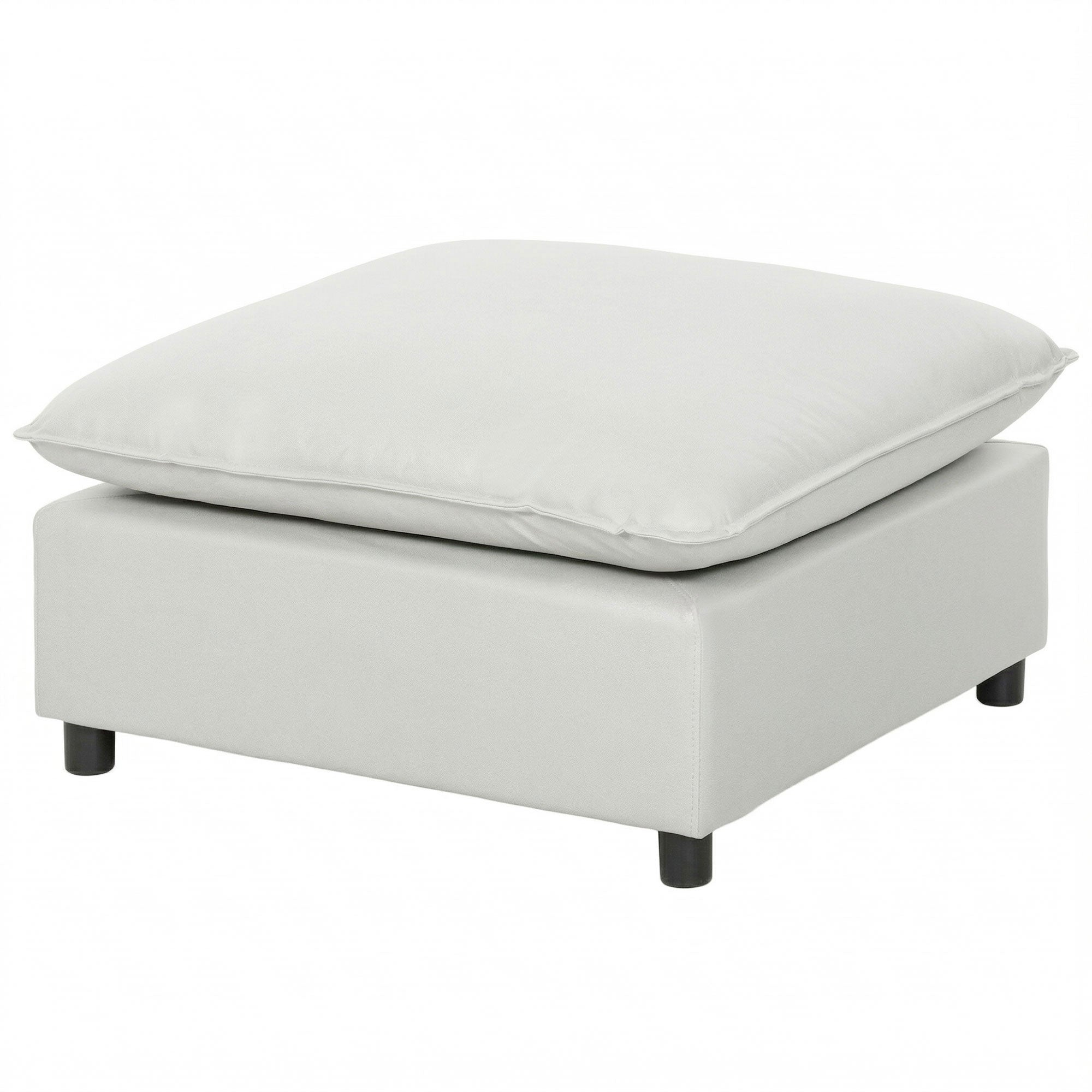 Repose pied salon carré, ottoman, siège rembourré avec pieds en plastique, pouf salon pour chambre à coucher, entrée, 75 x 75 x 40 cm, gris
