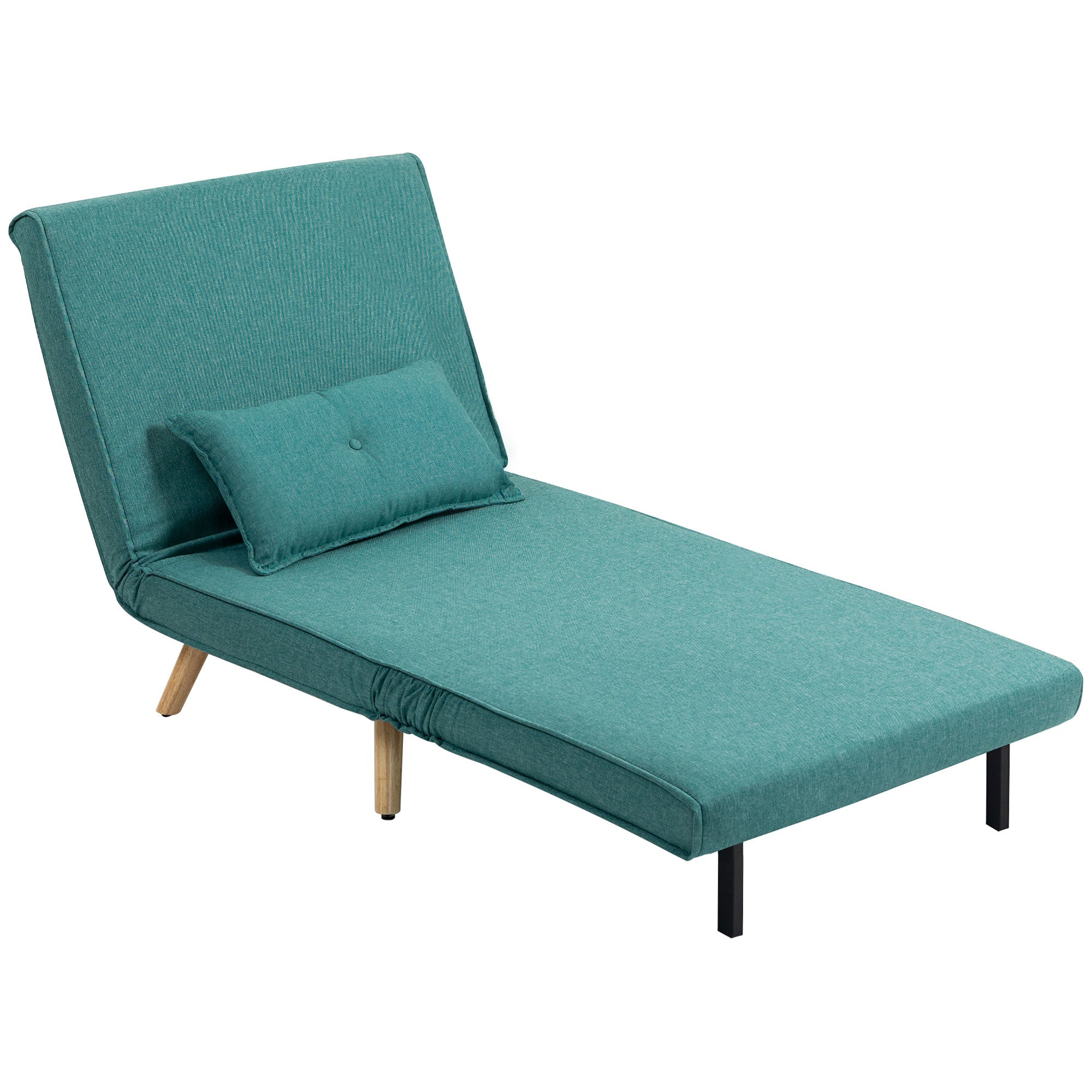 Fauteuil convertible 1 place 3 en 1, chauffeuse et fauteuil lit avec dossier réglable en 5 positions, oreiller inclus, canapé-lit clic-clac pour invités, salon, bureau, vert