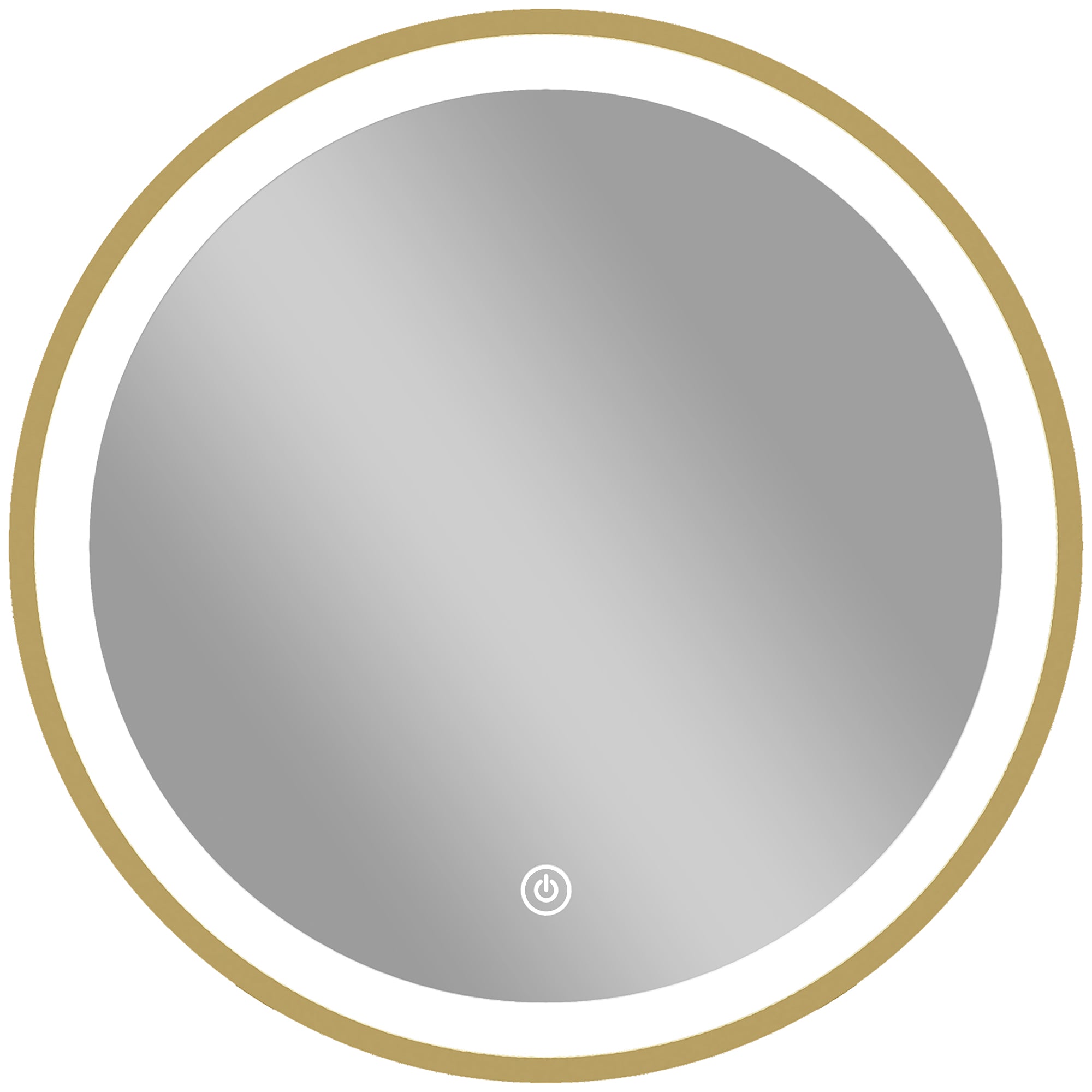 Miroir salle de bain avec éclairage LED rond 40 cm, miroir lumineux mural à 3 températures de couleur, luminosité réglable, interrupteur tactile, doré