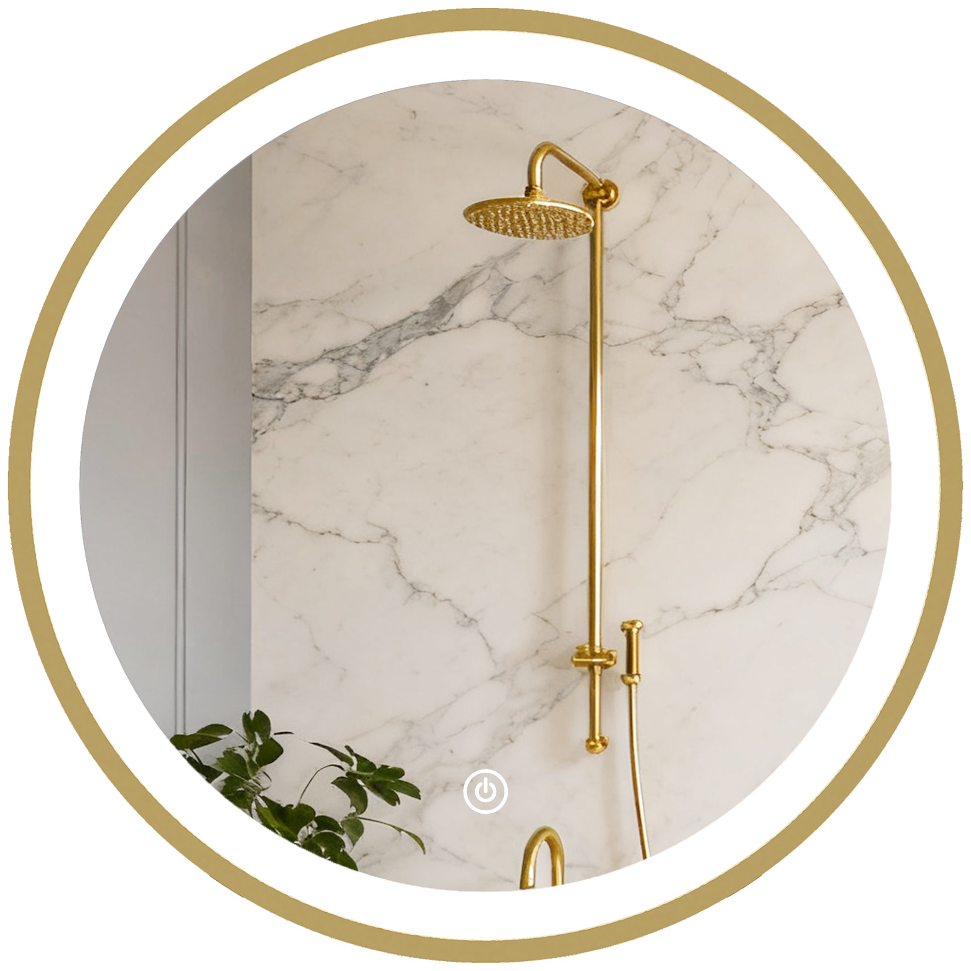 Miroir salle de bain avec éclairage LED rond 40 cm, miroir lumineux mural à 3 températures de couleur, luminosité réglable, interrupteur tactile, doré