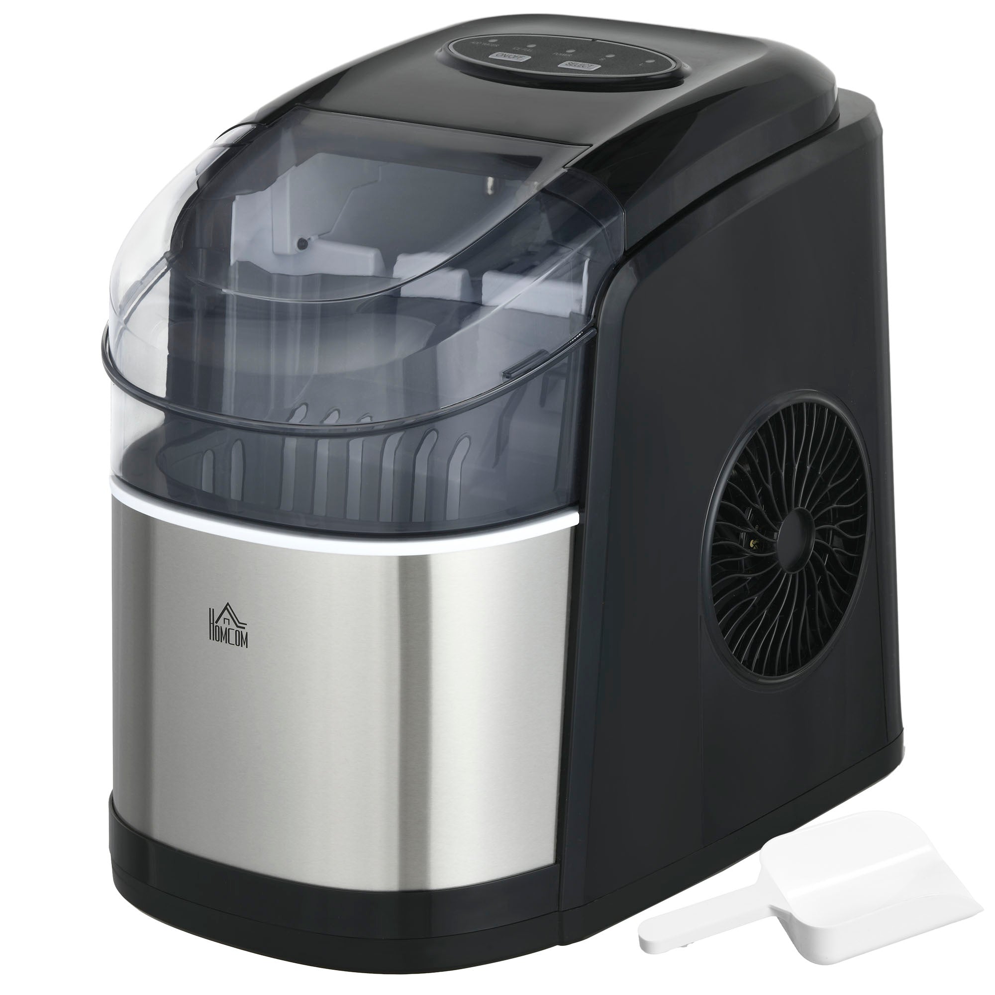 Machine à glaçons 12kg en 24h, Machine Glacon autonettoyant, capacité réservoir 1,8 L, Affichage LED, pelle et panier inclus, en acier Inox pour Maison, Cuisine, Bar