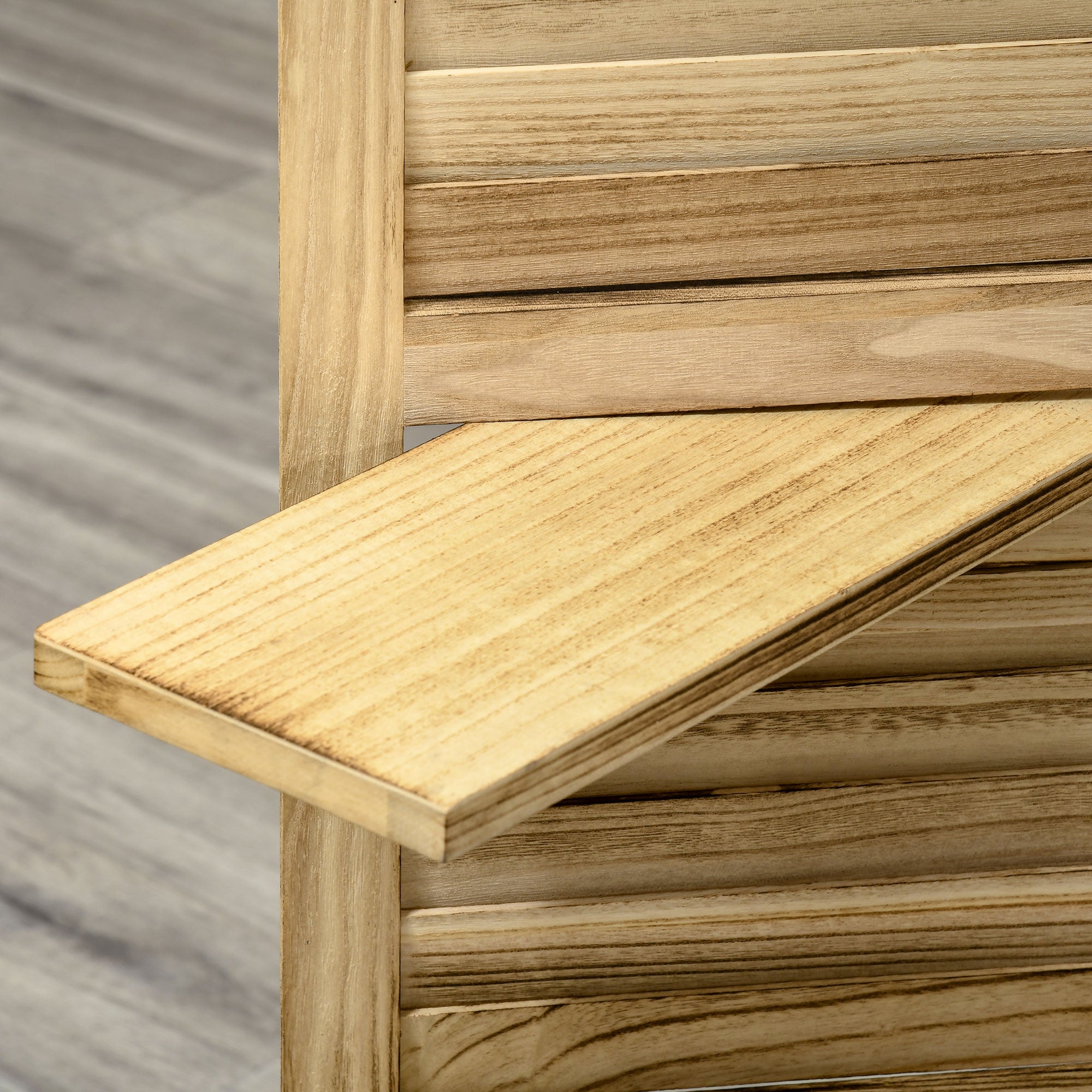 Paravent intérieur 4 Panneaux 162L x 170H cm 3 étagères Pliables séparateur de pièce Portes persiennes Bois de Paulownia Naturel