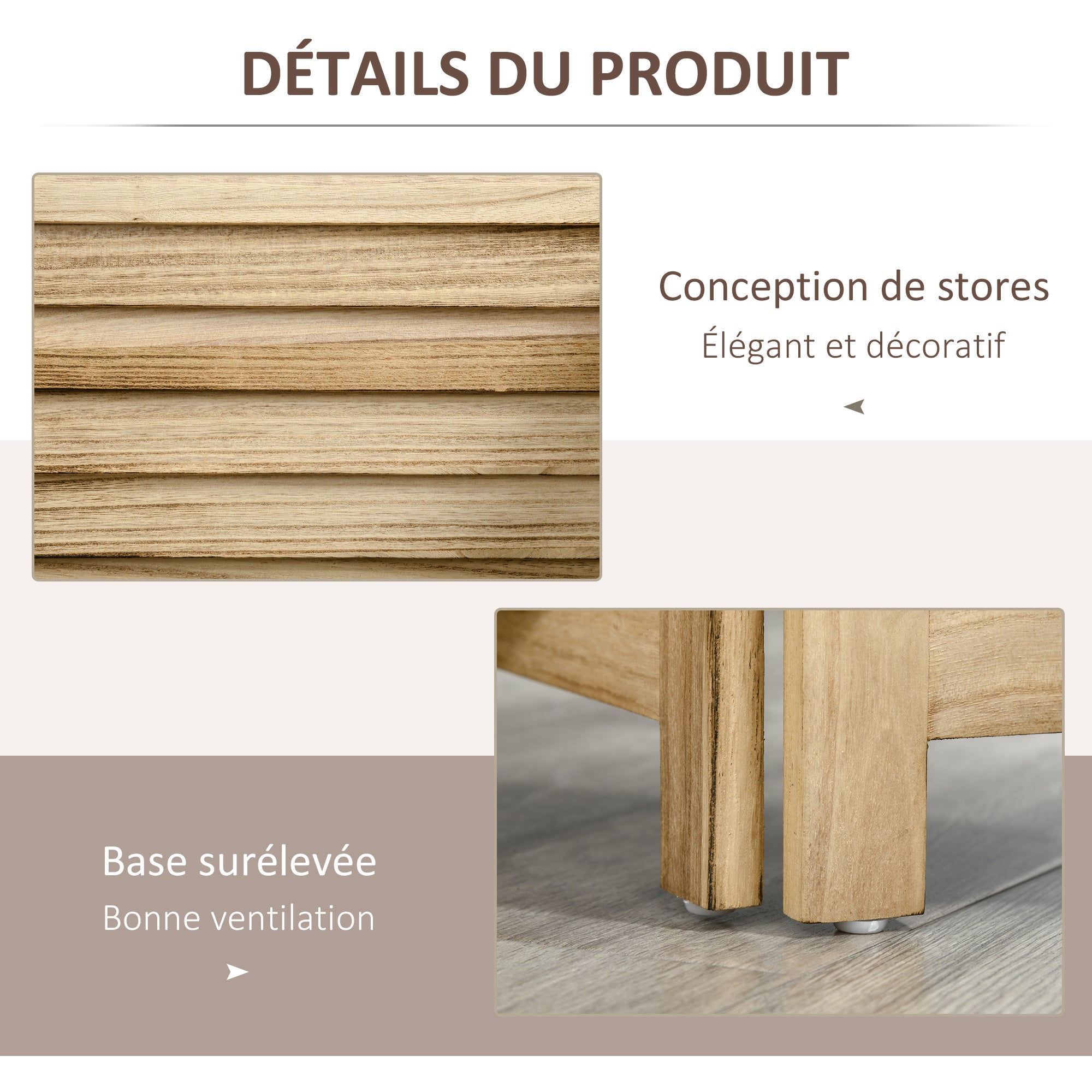 Paravent intérieur 4 Panneaux 162L x 170H cm 3 étagères Pliables séparateur de pièce Portes persiennes Bois de Paulownia Naturel