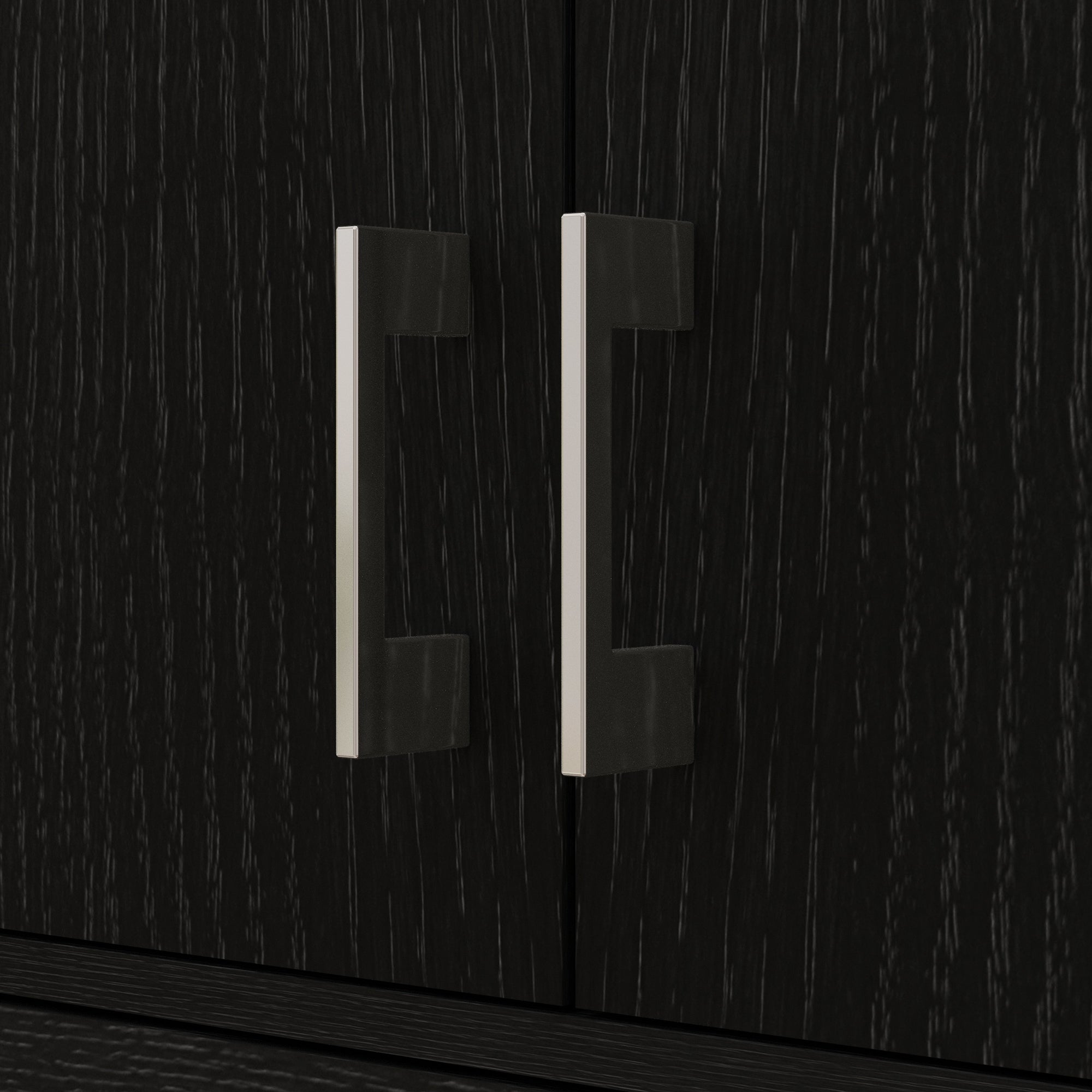 Buffet de cuisine armoire de cuisine buffet haut 2 étagères réglables 4 portes 2 placards et 1 tiroir central hauteur 180 cm noir