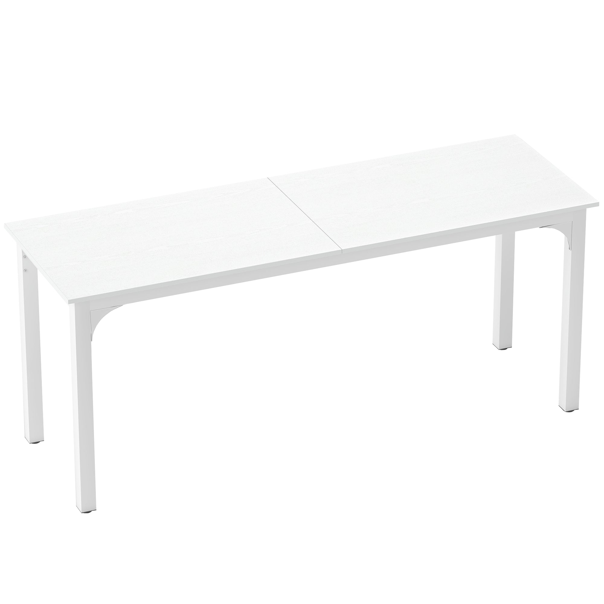 Bureau, bureau d'ordinateur 180 cm avec large plateau pour 2 personnes, cadre en acier, table d'ordinateur pour travail à domicile ou étude, blanc