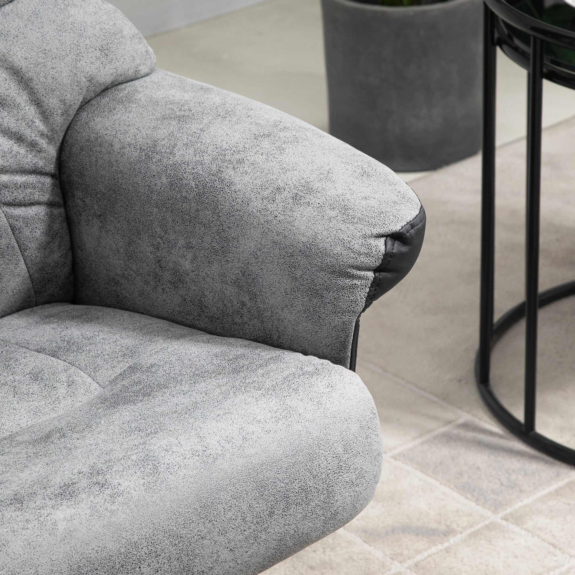 Fauteuil relax fauteuil de relaxation inclinable 135° avec repose-pieds pivotant 360° revêtement microfibre pieds en bois massif assise épais rembourrée gris