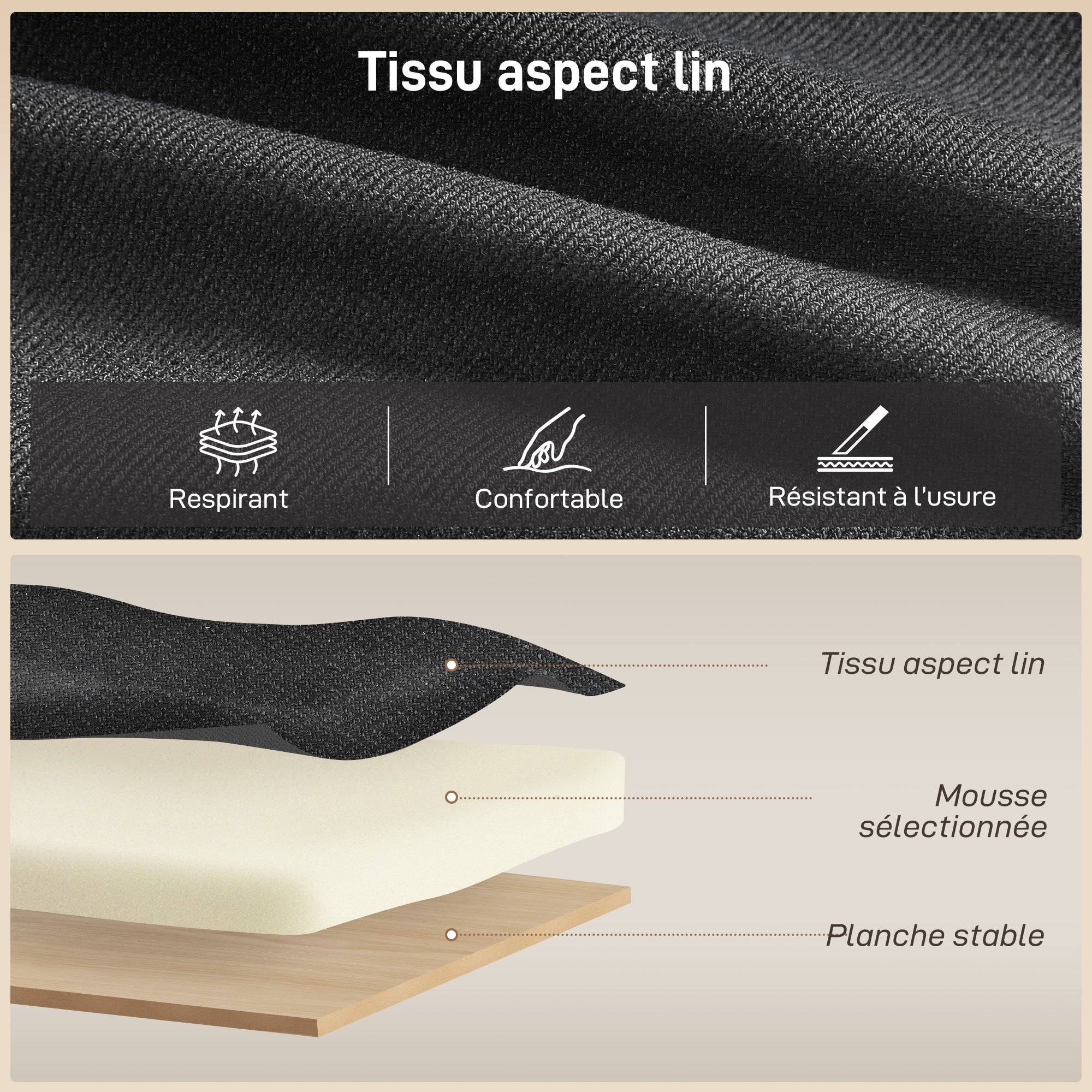 Canapé d'Angle Convertible, Canapé-Lit 3 Places 192 cm avec Méridienne Réversible, Espace de Rangement Caché, Coussins Inclus, Tissu Aspect Lin, pour Salon, Bureau, Appartement, Gris Anthracite