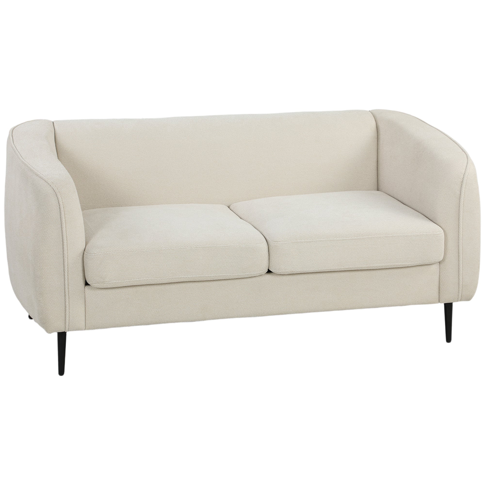 Canapé 2 places en velours, canapé de salon moderne 160 cm, assise large rembourrée, coussin épais à ressorts, pieds en métal, charge 300 Kg, pour chambre, appartement, petit espace, beige