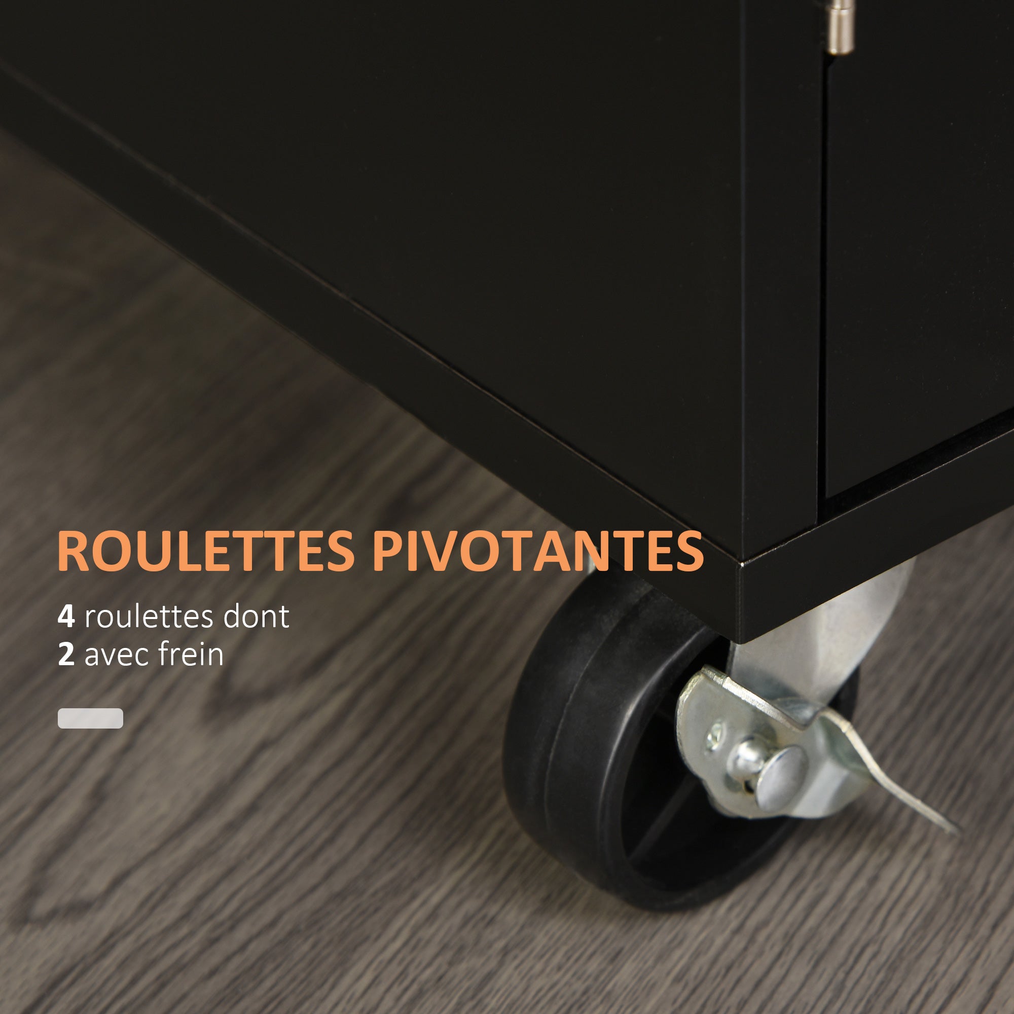 Desserte de cuisine sur roulettes chariot de service Ilot de cuisine avec tiroir de placard et porte-torchons - 83l x 45P x 91,5H cm noir